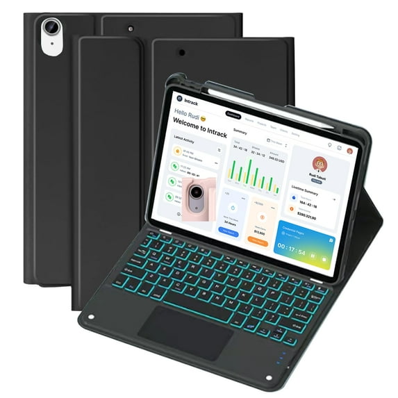 XZAMB Keyboard Case Compatible with iPad 10th Generation Case with Keyboard (10.9", 2022), Multi-Touch Trackpad, Backlit Detachable Keyboard Slim Cover with Pencil Holder