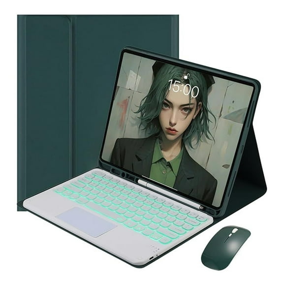 XZAMB Keyboard Case Compatible with iPad 9.7, iPad 6th Gen (2018), iPad 5th Gen (2017), iPad Air 2 (2014) Smart 7 Colors Backlight Trackpad with Mouses, Built in Pen Holder & Auto Sleep
