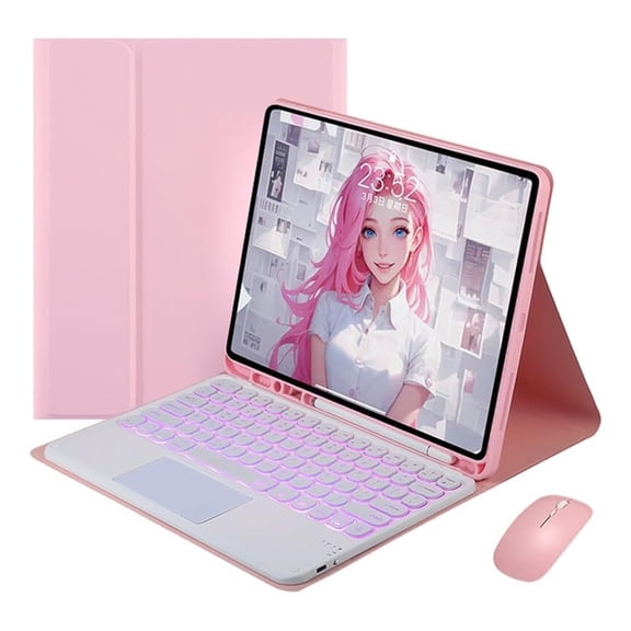 STYU Keyboard Case Compatible with iPad Air 13" (M2, 2024) and iPad Pro 12.9" (3/4/5/6th Gen),Slim Smart 7 Color Backlit Detachable Smart Touchpad and Mouses, Built in Pen Holder