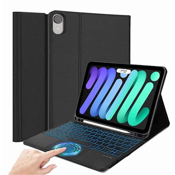 XZAMB Keyboard Case Compatible with iPad Mini 7 A17 Pro, iPad Mini 7th/6th Generation (2024/2021),  Multi-Touch Trackpad, Stand  Keyboard Cover with Rechargeable (USB-C) Keyboard,