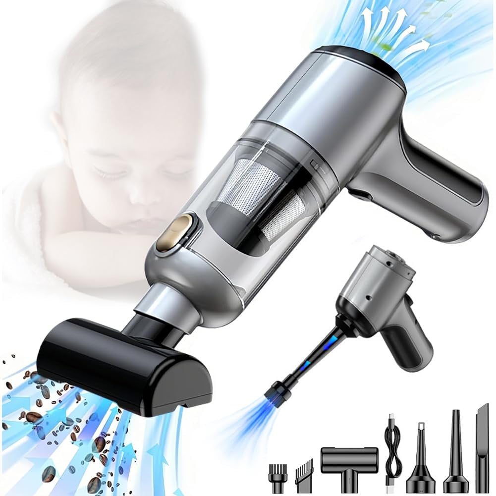 XZAMB Portable Vacuum Cordless,20000Pa Strong Suction Handheld Vacuum with Dual Filtration System,Efficient Cleaning Rechargeable Lightweight Low Noise Car Vacuum Cleaner for Home Office