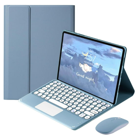 STYU Touchpad Keyboard Case Compatible with Lenovo Tab P12 Pro 2021 Release 12.6 Inch (TB-Q706F TB-Q706Z), Folio Keyboard Case Cover with Round Key Wireless Detachable TouchPad Keyboard & Mouse