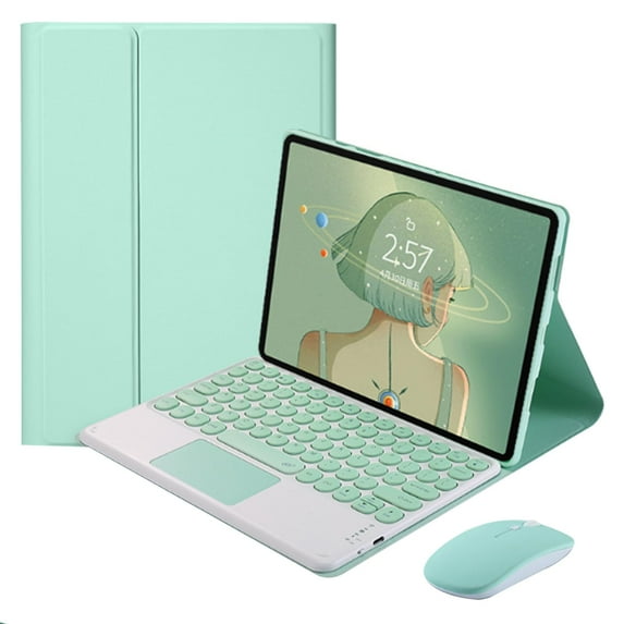 STYU Touchpad Keyboard Case with Mouse Compatible with Lenovo Tab M11 11" 2024 TB330FU, Folio Keyboard Case Cover with Cute Round Key Wireless Keyboard with Trackpad for Lenovo Tab M11 11 inch