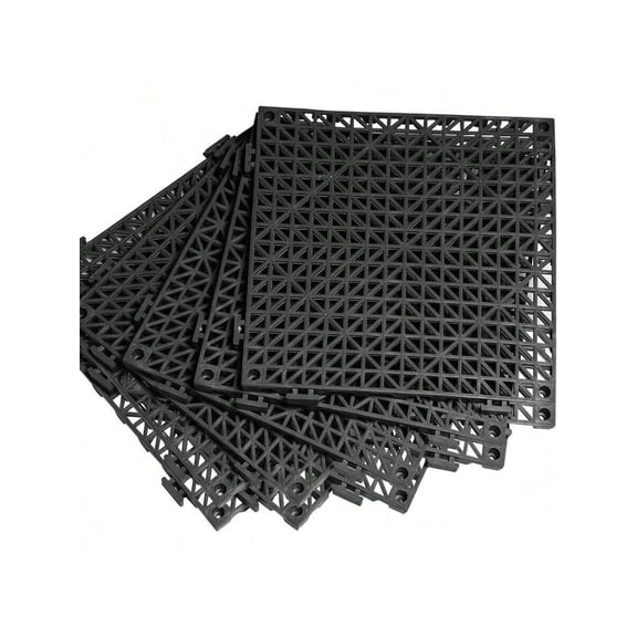 XZGB 8Pack Drainage Interlocking Floor Tiles Non-Slip Pool Deck Drain Tiles For Flooring Soft PVC Splicing Modular Cushion Mats Rubber Floor Tiles With Holes For Shower Basement Garage Shed