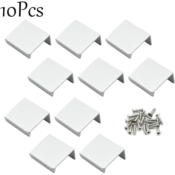 XZHANH-1.38 Inch Silver Finger Pulls for Cabinet 10Pcs, 0.63 Inch Hole Spacing, Aluminum Alloy Edge Pulls Furniture Handle, Back Mount Concealed Handles for Cupboard, Drawer, Dresser, Wardrobe