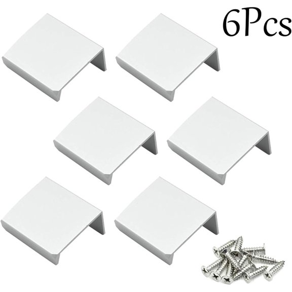 XZHANH-1.38 Inch Silver Finger Pulls for Cabinet 6Pcs, 0.63 Inch Hole Spacing, Aluminum Alloy Edge Pulls Furniture Handle, Back Mount Concealed Handles for Cupboard, Drawer, Dresser, Wardrobe