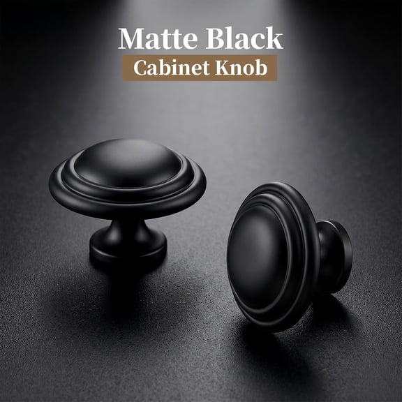XZHANH-10 Pack Black Bi-Fold Kitchen Cupboard Knobs Round Cabinet Drawer Pulls Handles 1-3/8" Diameter,Zinc Alloy Material