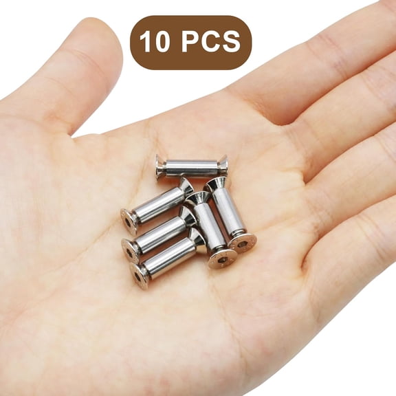 XZHANH-10 Pack Knife Handle Screws Rivets, Silver Plated Hex Flat Head M4 Thread Fasteners for Reliable Blade Fixing and DIY Knife Crafting