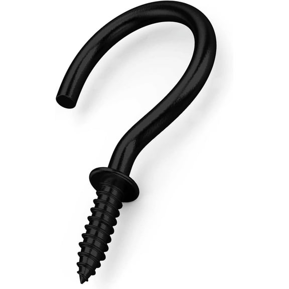 XZHANH-100 Pcs 1/2 Inch Metal Cup Hooks Ceiling Screw Hooks for Attachment and Suspension, Black