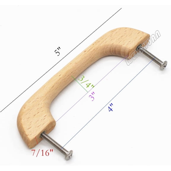 XZHANH-10PCS Wood Unfinished Drawer Knobs Pulls Handles - Replacement Kitchen Cabinets Furniture Dresser Wardrobe Cupboard Drawer Pulls Handles(Total Length: 5" Hole-to-Hole Distance: 4")