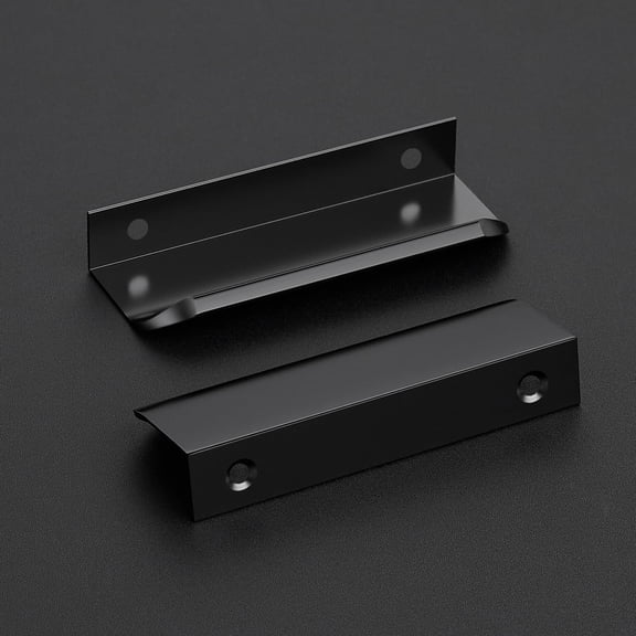 XZHANH-12 Pack Black Cabinet Handles, 4 Inch (102mm) Finger Edge Pulls, 3 Inch Hole Center, Finger Pulls for Cabinets