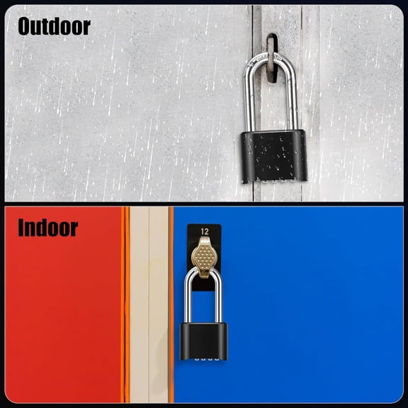 XZHANH-2.44in Long Shackle Combination Lock, 2 Pack Large Outdoor Weatherproof Padlock, Design of Hidden Password & High Security, Resettable Combination Lock for Locker, Home, School, Garage, Gate