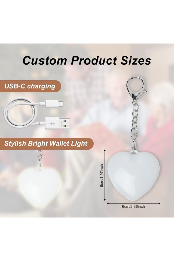 -2 Pack Heart Purse Lights for Handbags, Rechargeable Automatic Sensor LED Bag Light, Clip On Mini Keychain Handbag Accessory, Mothers Day Gifts for Mom Women Girls(White and Pink)