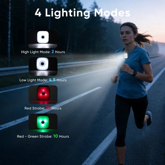 XZHANH-2 Pack Running Lights for Runners, Rechargeable Clip on Flashlight with 4 Modes, Mini Dog Lights for Night Walking, Safety LED Light Running Gear for Hiking, Jogging, Camping