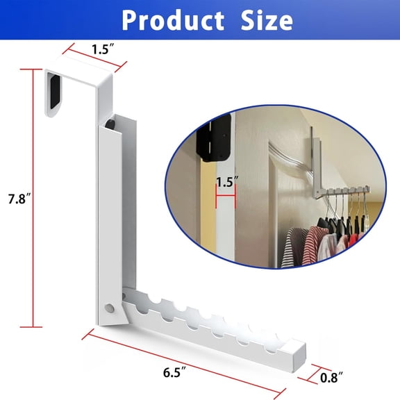 XZHANH-2 Pcs Over The Door Hooks Hanger,Folding Over Door Clothes Drying Laundry Rack Hooks for Hanging Clothes,Over Door Towel Racks with 6 Groves,Hanger for Clothes,Coats,Towels for Bedroom Bathro
