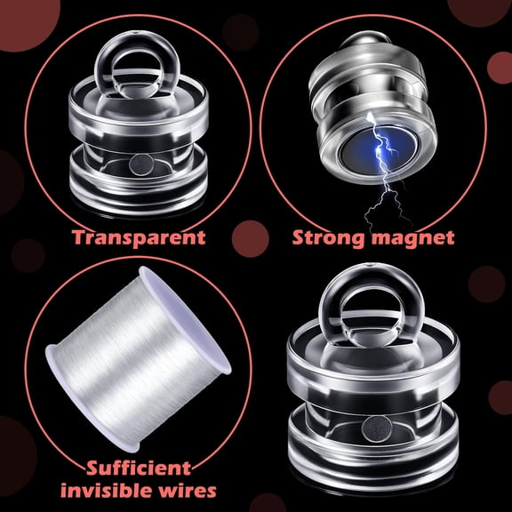 XZHANH-20 Pack Magnetic Ceiling Hooks with 328ft Clear Hanging Line, Magnet Hooks for Balloons, Party Decorations, Classroom, Office, Retail Display, Poster Sign Hanging, Damage-Free Ceiling Mount