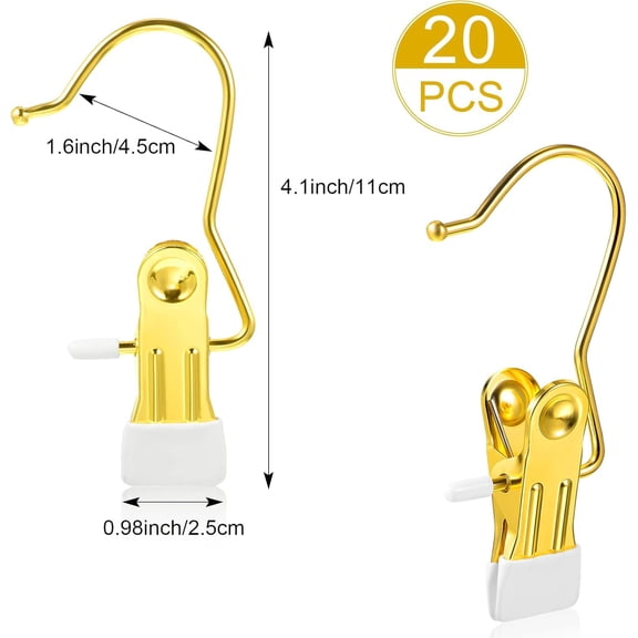 XZHANH-20 Pieces Boot Hanger Clips for Closet, Laundry Hanging Hooks Heavy Duty Clips Boot Holder Portable Single Hooks Space Saving for Pants Jeans Clothes Hats Tall Towels (Gold)