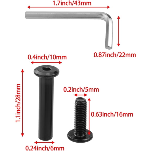 XZHANH-20 Sets M5 x 28mm Binding Post Screws Hex Drive Rivet Socket Binding Bolts Fastener Bolts Cap Nuts