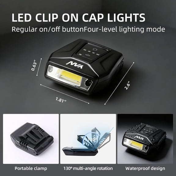 XZHANH-200LM Bright Mini Hands Free LED Clip on Cap Light,1100mAh Rechargeable Waterproof IPX4 Hat Light for Running Fishing Camping Hand Work Baseball Caps