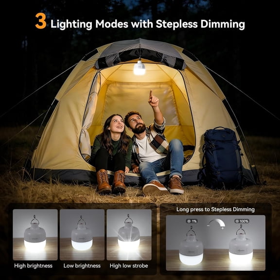 XZHANH-20W LED Camping Lantern Rechargeable, 1200LM Camping Light , 3000mAh Portable Tent Light , IP65 Waterproof Flashlight Lanterns for Emergencies ,Power Outages,Hurricane (White)
