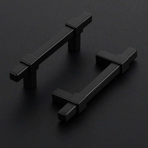 XZHANH-3 Pack Black Cabinet Handles - 3" Hole Center Cabinet Pulls Matte Black Drawer Pulls Cabinet Hardware Kitchen Handles for Cabinets