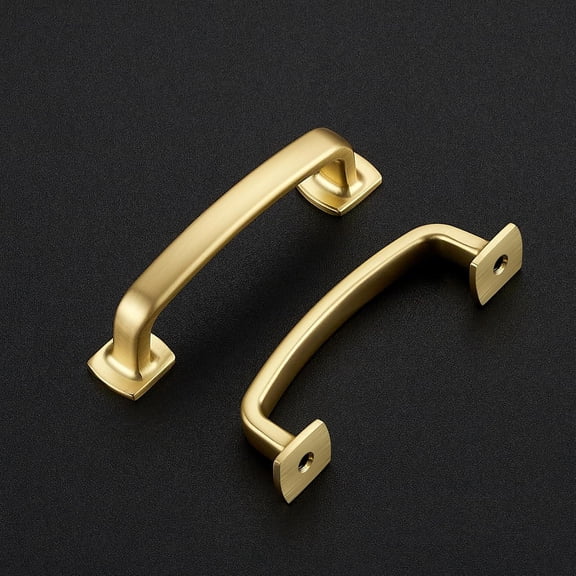 XZHANH-3 Pack Cabinet Handles Arch Cabinet Pulls - 3 Inch Drawer Pulls Brushed Brass Kitchen Handles Curved Dresser Hardware Solid Kitchen Closet Hardware