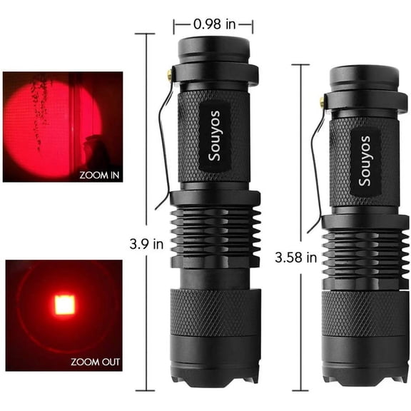 XZHANH-3 Pcs Red Green Blue Light LED Flashlight,7W Zoomable Red Green Hunting Light Blue Flashlight,3 Modes Tactical Torch Light for Fishing,Tracking Blood,Detect,Night Vision,Coral