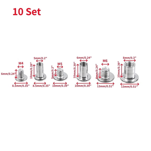 XZHANH-30 Sets M4 M6 M8 Binding Post Screws Stainless Steel Hex Drive Socket Cap Bolts Barrel Nuts Assorted Kit for Leather Saddles