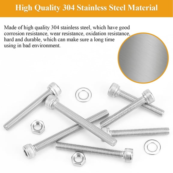 XZHANH-35 Pieces M5 x 35mm Socket Head Cap Screws, Thread Pitch 0.8mm, M5 Screws, 304 Stainless Steel, Fully Threaded, Silver