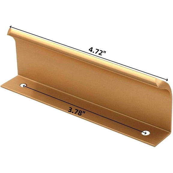XZHANH-4.72 Inch Gold Curved Edge Finger Pulls 4Pcs, 3.78 Inch Hole Spacing, Aluminum Alloy Funiture Pull, Back Mount Concealed Handles for Cabinets, Cupboard, Drawer, Dresser, Wardrobe