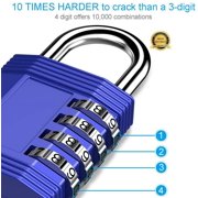XZHANH-4 Digit Combination Padlock 2 Pack Number Lock for Gym, School, Storage, Fence, Gate, Cabinet Blue