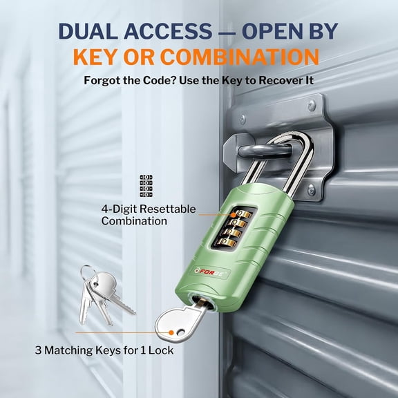 XZHANH-4-Digit Combination Padlock with Backup Keys, Recover Forgotten Code, Waterproof Outdoor Lock, Anti-Pick, for Locker, Gate, Fence, Hasp, Storage. (Green, Short Shackle 1 Lock)