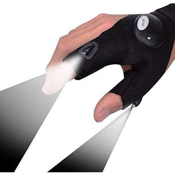 XZHANH-4pcs LED Flashlight Gloves Light Fingerless Outdoor Fishing Gloves Tool Gadgets Gifts for Repairing Working for Men Women Camping Hiking (2 Pairs)