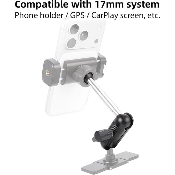 XZHANH-5.7" Length 17mm Ball Mount Extension Arm with17mm Double Ball Adapter, 360 Rotation Extension Rod for Car Cup Cellphone Holder Tablet Stand Air Vent Phone Holder, Compatible with Garmin GPS
