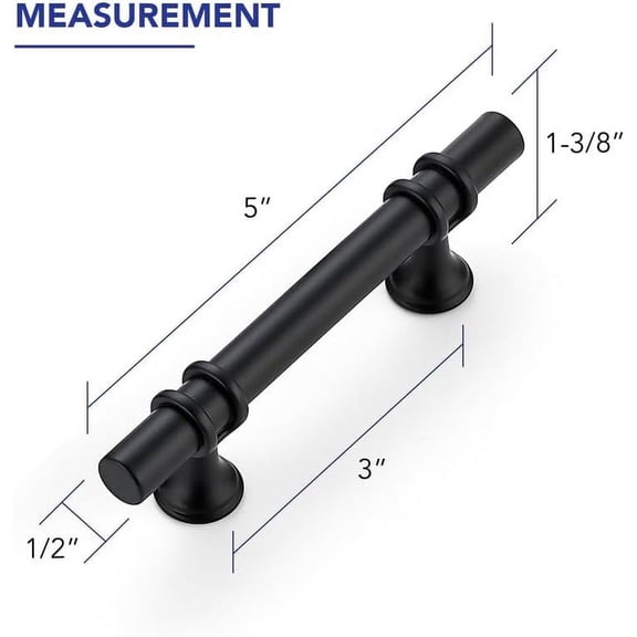 XZHANH-5 Pack 5 Inch Matte Black Cabinet Pulls Handles Kitchen Cabinet Hardware Dresser Cupboard Handles Drawer Pulls 3 Inch CC