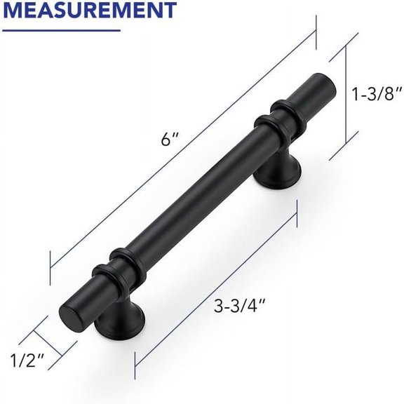 XZHANH-5 Pack 5 Inch Matte Black Cabinet Pulls Handles Kitchen Cabinet Hardware Dresser Cupboard Handles Drawer Pulls 3 Inch CC