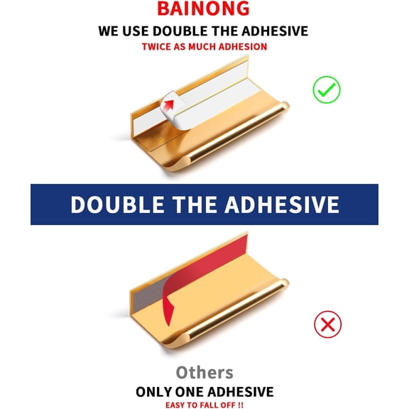 XZHANH-5 Pack 6 inch self Adhesive Cabinet pulls Adhesive Cabinet Handles Gold Drawer pulls Stick on Handles for Finger pulls for Concealed Edge Seam Flat Drawer