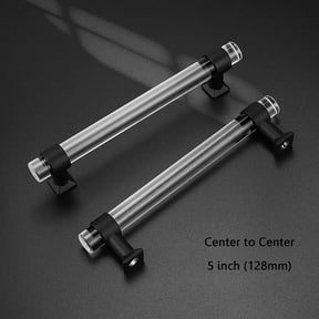 XZHANH-5 Pack Acrylic Cabinet Pulls 5 Inch Hole Center Kichen Cabinet Handles Black Matte Lucite Drawer Pulls Morden T Bar Pull Handle