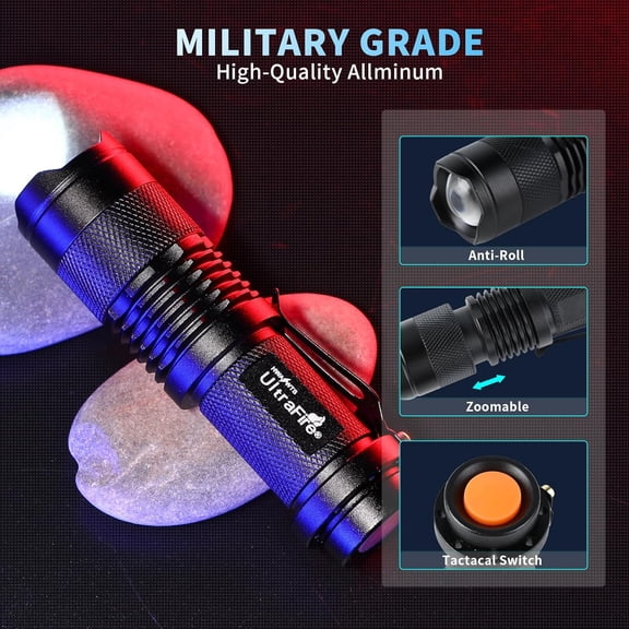 XZHANH-5 Pack SK68 Tactical and Small Flashlights,7w 3-Mode Pocket Torch Adjustable Focus Zoom Light Lamp