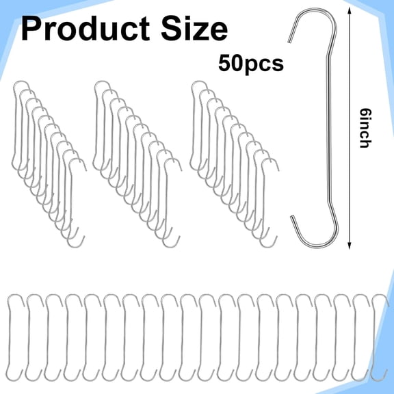 XZHANH-50 Pack 6 Inches L Metal Double C Hooks Ceiling Hooks for Banners, Posters, Signs Display Hanger for Ceilings and Windows