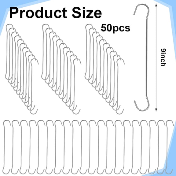 XZHANH-50 Pack 9 Inches l Metal Double C Hooks Ceiling Hooks for Banners, Posters, Signs Display Hanger for Ceilings and Windows