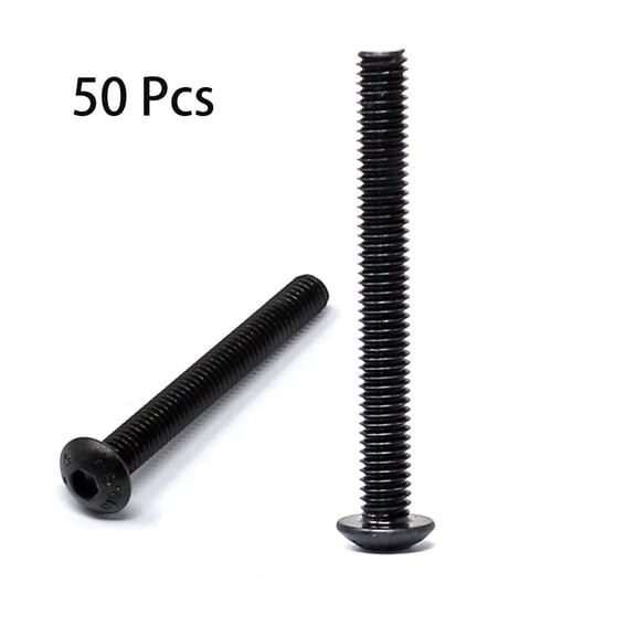XZHANH-50 Pcs M4 x 35mm Thread Pitch 0.7 mm Alloy Steel 10.9 Grade Hex Socket Button Head Cap Screws Bolts Kit, Black Oxide Finish