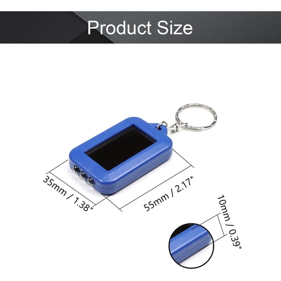 XZHANH-5pcs Mini LED Keychain Flashlight Torch Solar Energy Power with Hook for Camping Hiking Hunting Fishing Blue