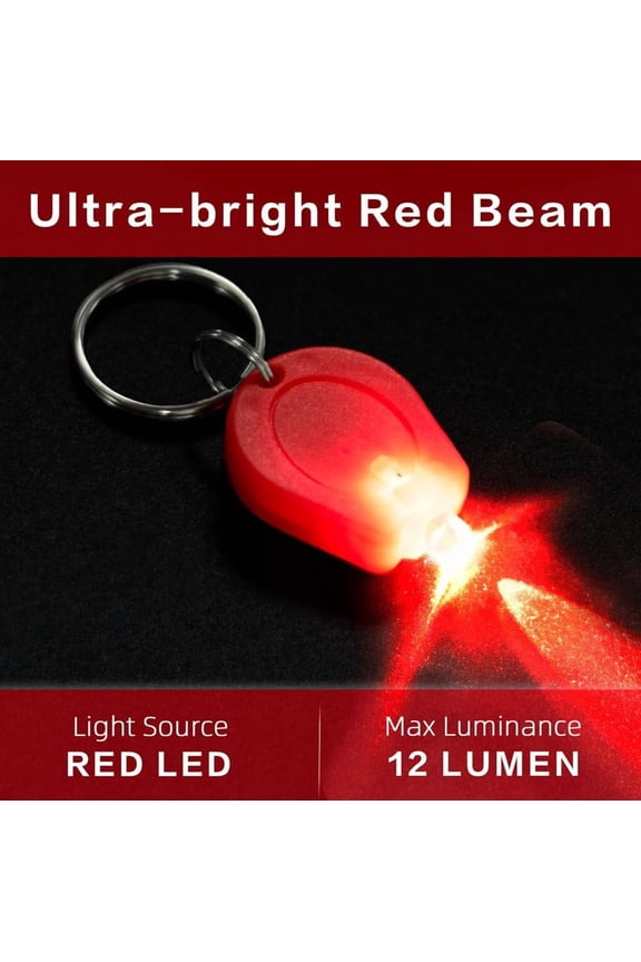 -6 Pack Ultra Bright Red LED Flashlight, Mini Light Keychain Flashlight, Keychain Flashlight for Night Observation - Red Shell