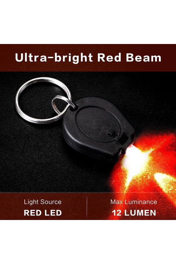 -6 Pack Ultra Bright Red LED Keychain Flashlight, Mini Red Keychain Flashlight for Night Observation