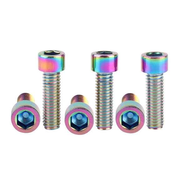 XZHANH-6Pcs M5 x 10 12 16 18 20 25mm Stainless Steel Allen Hex Socket Head Screw for Bike Bolts (Ranibow, M5x20mm)