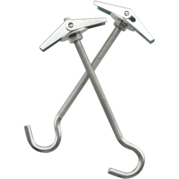 XZHANH-6pcs Stainless Steel Heavy Duty Ceiling Hooks Toggle Bolt Hook 4x90mm with Wing Nuts for Precast Slab Hollow Brick Ceiling Installation Hanging