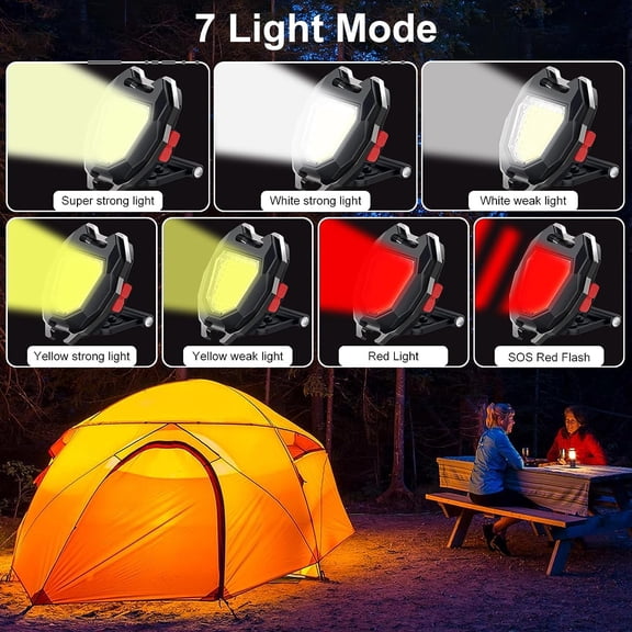 XZHANH-7 Modes COB Keychain Work Light 2 Pack, 1200 Lumens Bright Rechargeable LED Flashlight, Portable Pocket Light with Folding Bracket Whistle Lighter Magnet for Outdoor