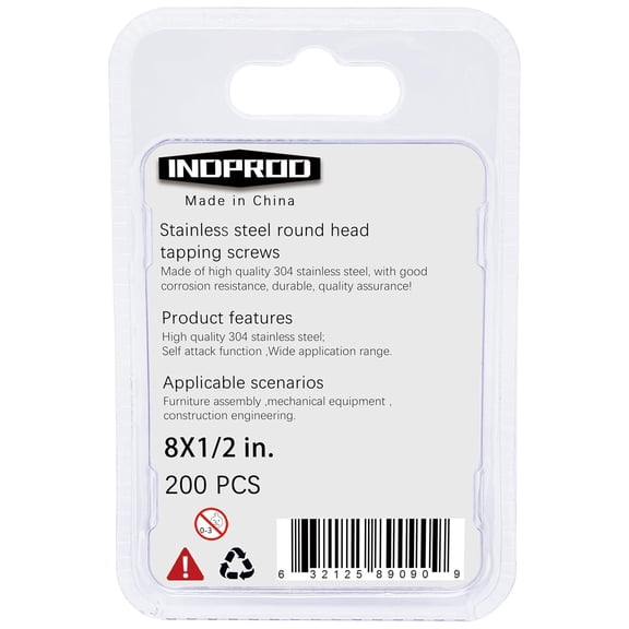 XZHANH-#8 x 1/2" Wood Screw, Phillips Pan Round Head, Stainless Steel, Self Tapping Sheet Metal Screws, M4 x 12mm, 200-Piece