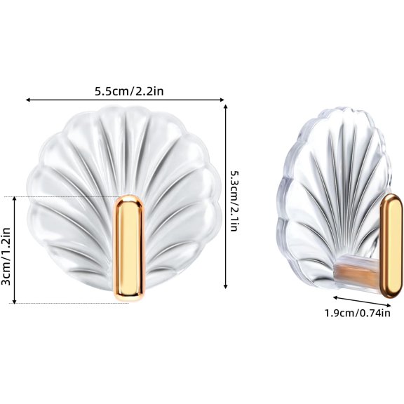 XZHANH-8PCS Shell Clear Adhesive Hooks - No Drill Removable Waterproof for Bathroom, Shower, Kitchen, Reusable Transparent Damage-Free Towels, Bath Sponges & Small Items (Space-Saving)